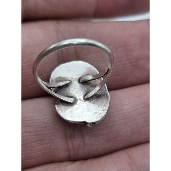 LONG Turquoise Navajo Native American Sterling Silver Ring  VINTAGE STERLING SILVER NATIVE AMERICAN TURQUOISE RING SIZE 8